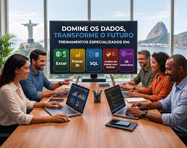 Equipe em treinamento de análise de dados na Aomega